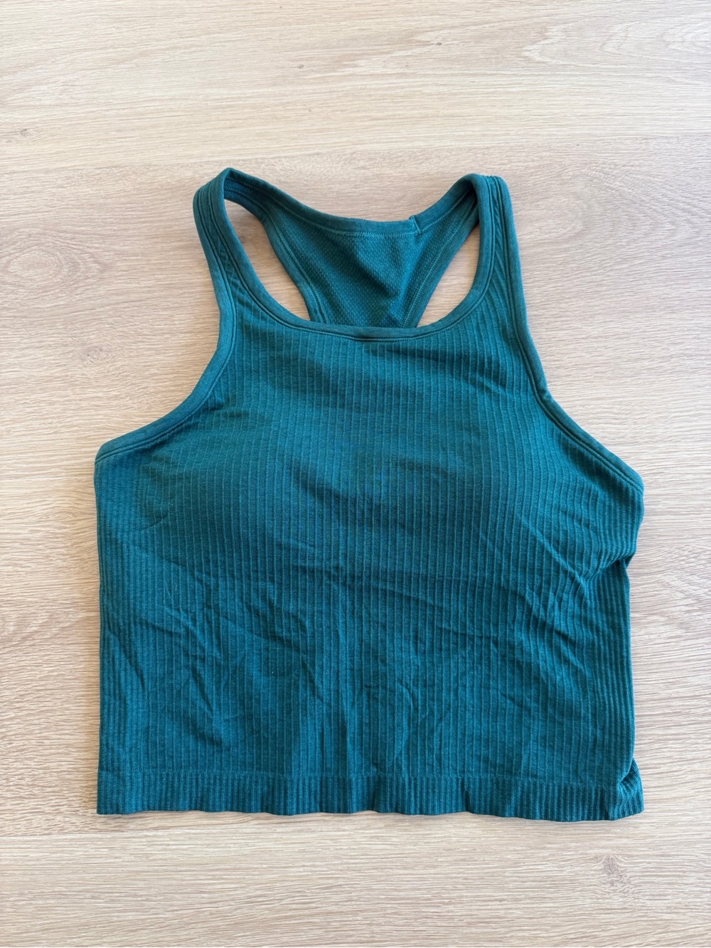 LULULEMON Ebb to Street Ribbed Cropped Tank Top Shirt Workout Teal